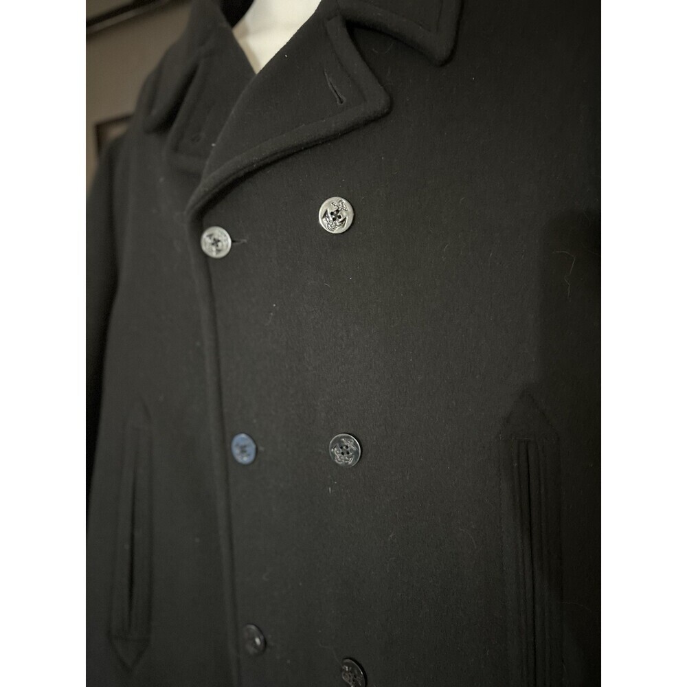 Banana Republic Men's Size XL Black Wool Button Down Coat, Double Breasted - Picture 4 of 14